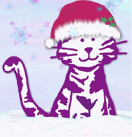 Santa Purple Cat by Purple Cat Arts