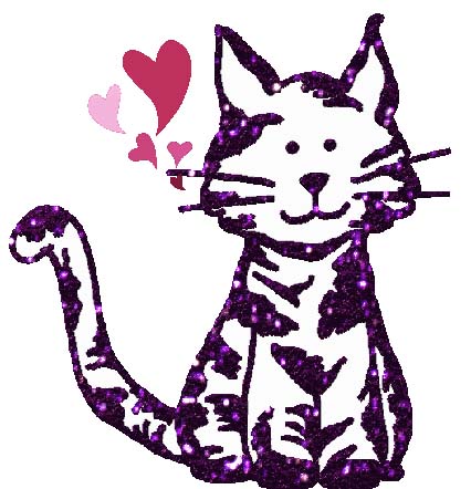 Glitter Valentine Purple Cat by Purple Cat Arts
