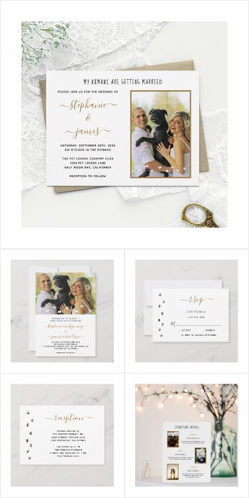 Personalized Pet Lovers Wedding Suite by Purple Cat Arts