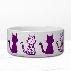 Purple Cats Pet Bowl by Purple Cat Arts