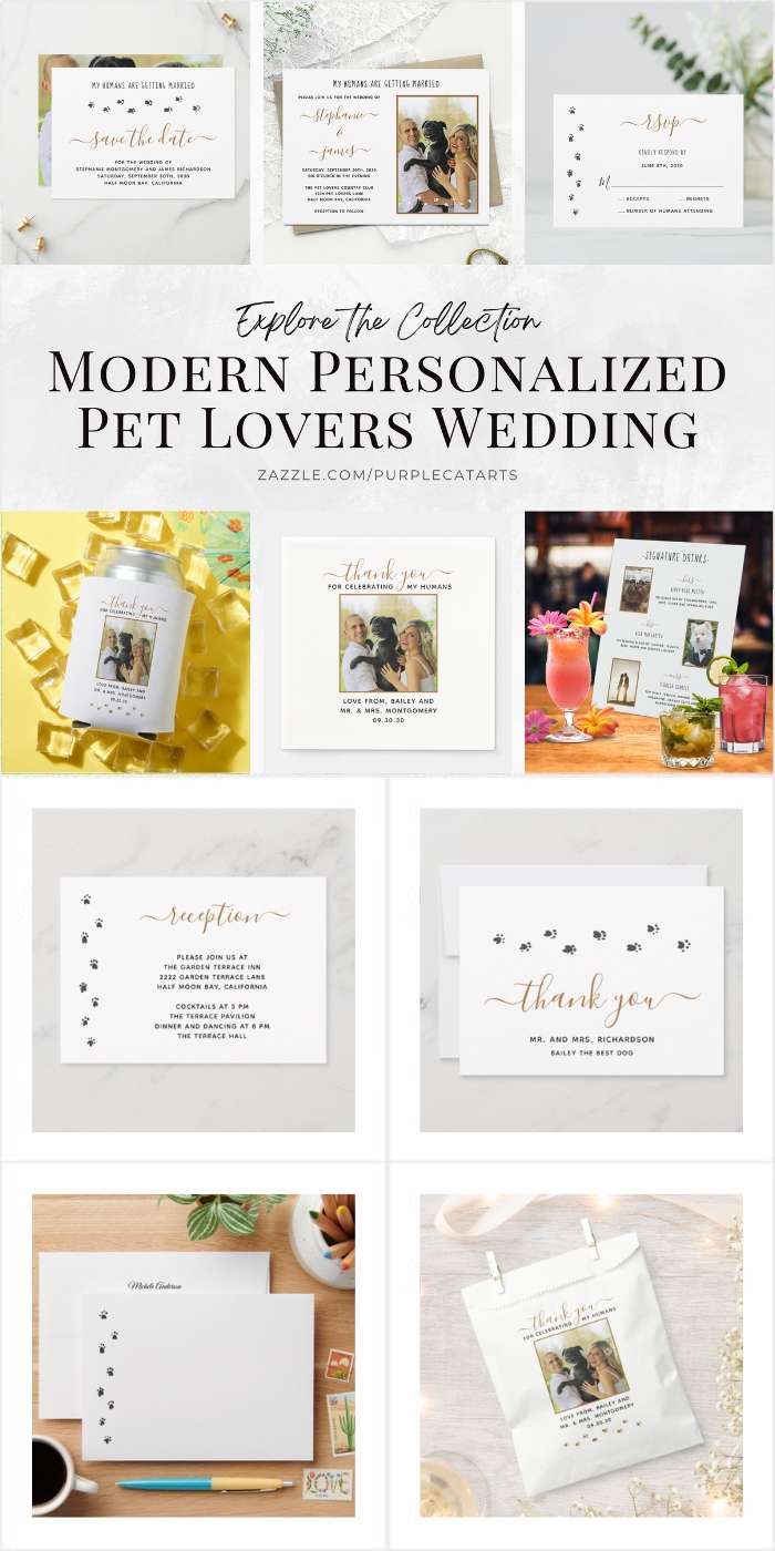 Personalized Pet Lovers Wedding Suite by Purple Cat Arts