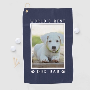 Dog Dad Golf Towel Designed by Purple Cat Arts